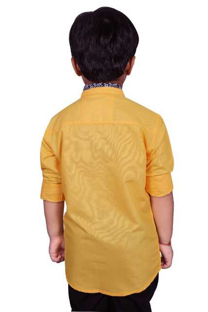Divine Cotton kids Boys Solid Shirt (Yellow, 15-16 Year) (DC-3)