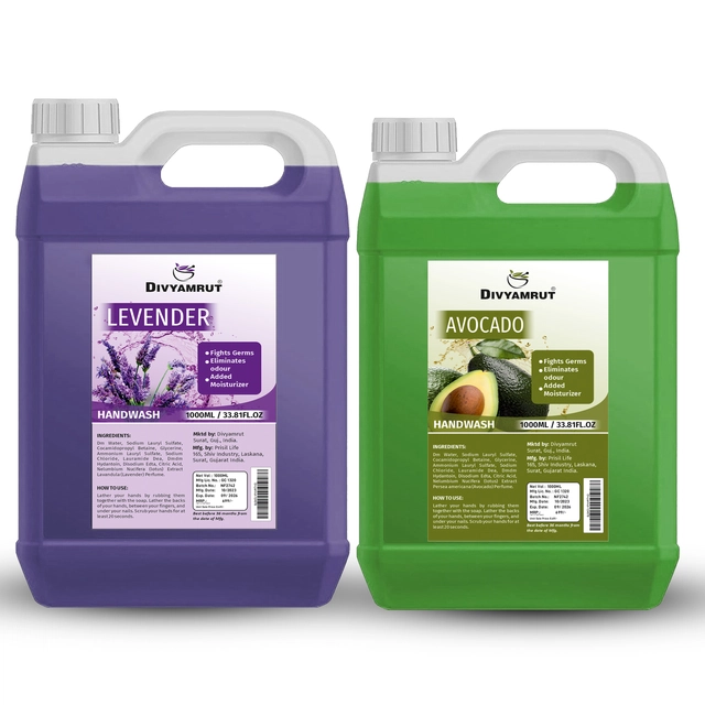 Divyamrut Lavender & Avocado Liquid Hand Wash (1000 ml, Pack of 2)