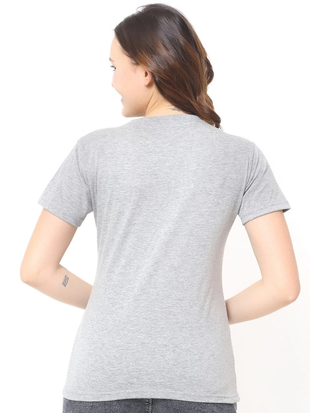 Cotton Round Neck Independence Day Printed T-Shirt for Women  (Grey, S )