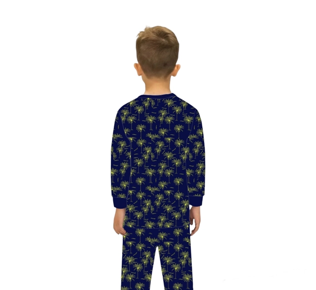 Cotton Printed Nightsuit for Kids (Navy Blue, 0-3 Months)