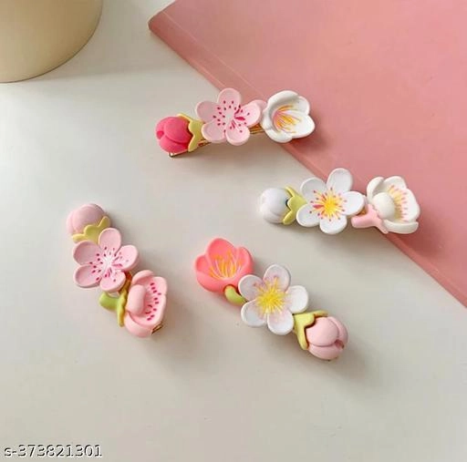 Plastic Hair Clips for Girls (Multicolor, Pack of 4)