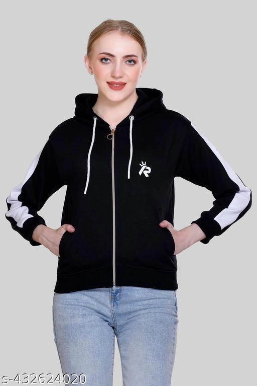 Fleece Hooded Jackets for Women (Black, S)