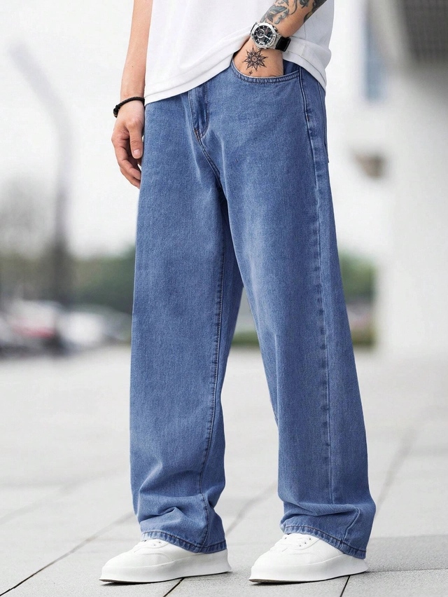 Denim Baggy Jeans for Men (Blue, 28)