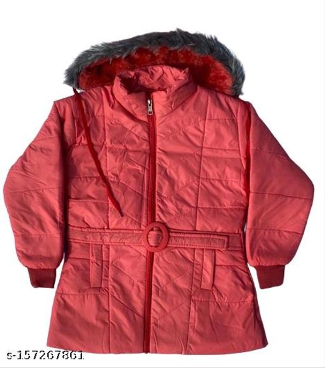 Polyester Jacket for Girls (Coral, 0-1 Years)