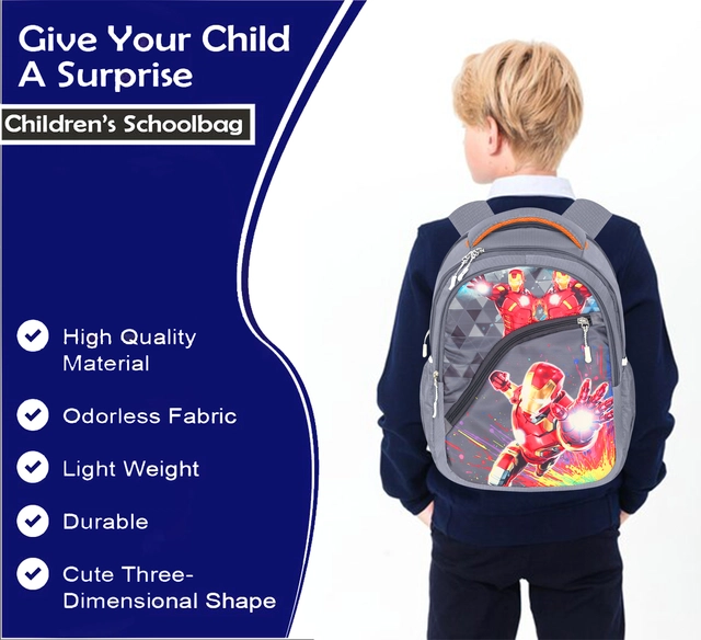 School Bag for Kids (Grey, 30 L)