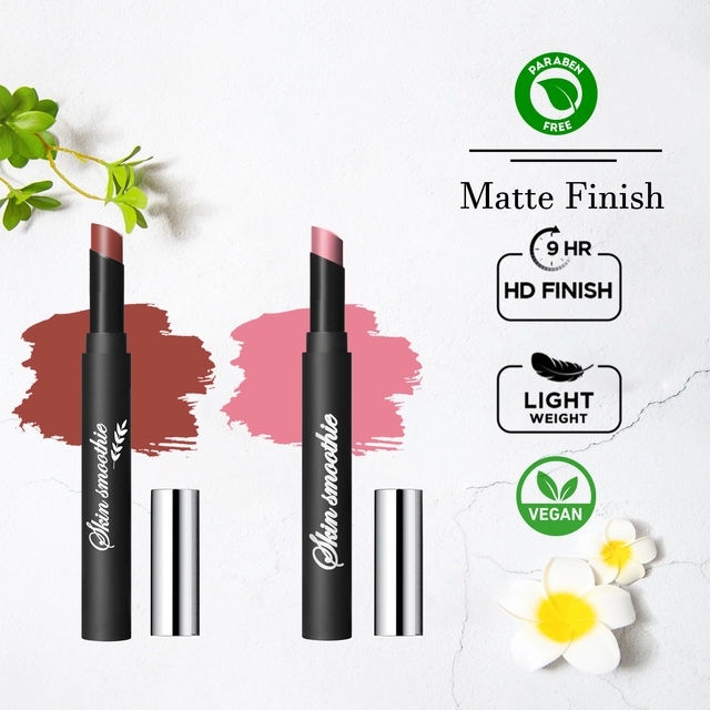 Matte Long Lasting Crayon Lipsticks (Nude Brown & Berry, Pack of 2)