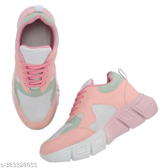 Casual Shoes for Women (Pink & White, 5)