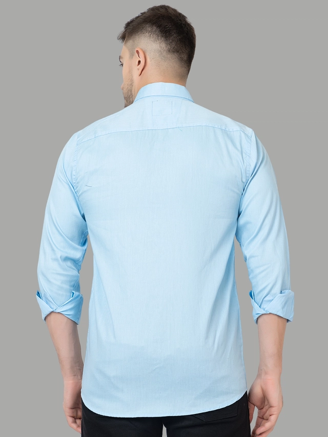 Full Sleeves Solid Shirt for Men (Sky Blue, M)