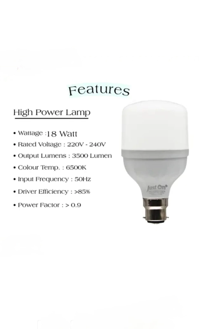 Hybrid Series High Power Led Bulb (White, 18 W)