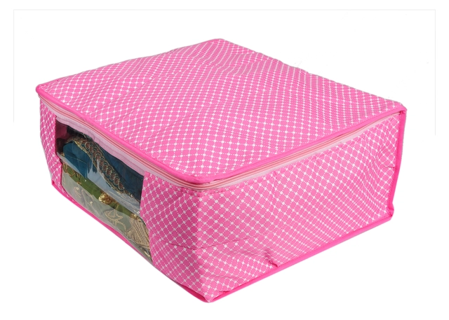 Cotton Zip Closure Saree Covers (Pink)