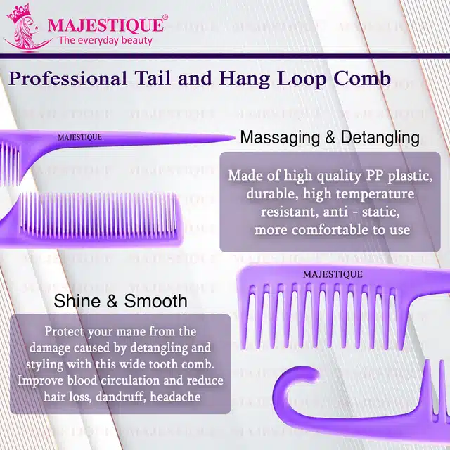 Professional Tail & Hang Loop Comb Set (Multicolor, Set of 2)