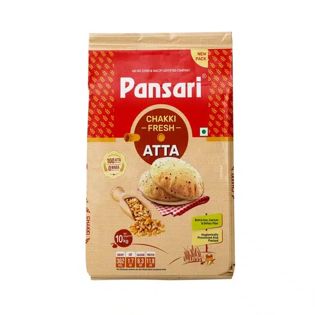 पंसारी चक्की फ्रेश आटा 10 Kg + पंसारी दलिया 500 g फ्री