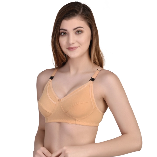 Cotton Blen Solid Non Padded Feeding Bras for Women (Multicolor, 32) (Pack of 2)