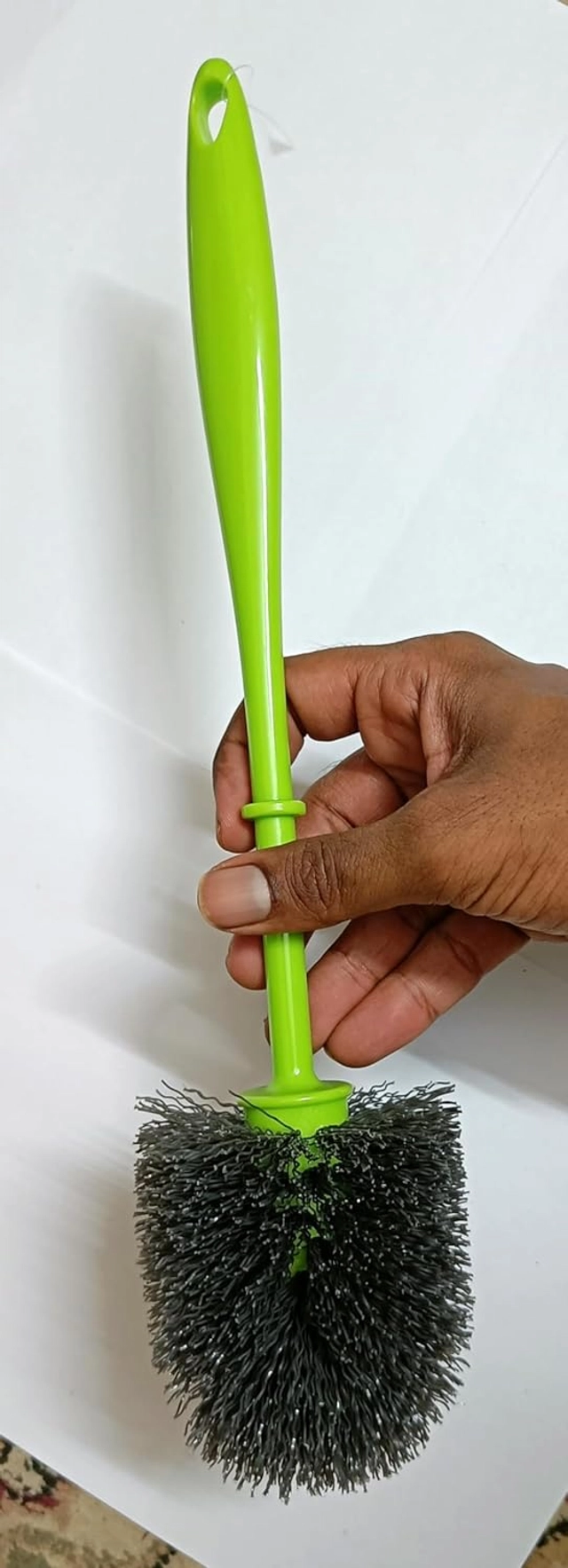 Plastic Heavy Duty Round Toilet Brush with Long Handle (Green)