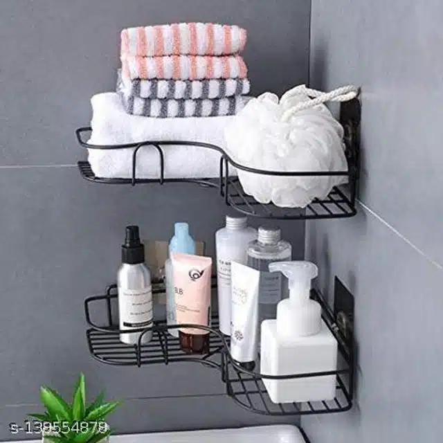 Stainless Steel Bathroom Shelves (Black)