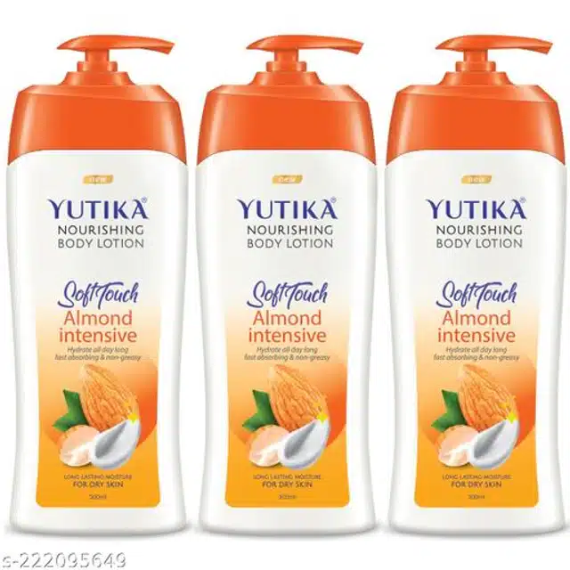 Yutika Soft Touch Almond Intensive Body Lotion (500 ml, Pack of 3)