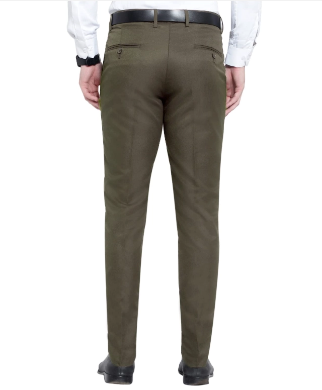 Poly Viscose Solid Trouser for Men (Olive, 28)