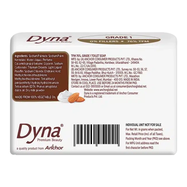 Dyna Milk Cream & Almond Oil 4X41 g (Pack of 4)