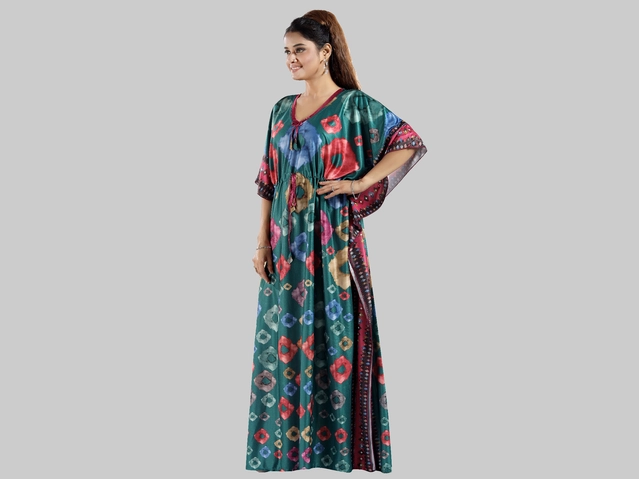 Satin Printed Nightdress for Women (Multicolor, Free size)