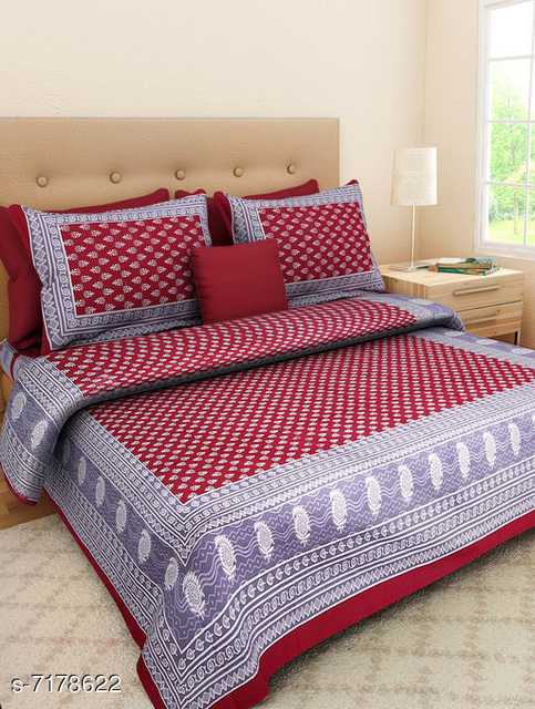 Jaipur Gate Cotton Double Bedsheet With 2 Pillow Covers (Red, Queen Size) (A26)