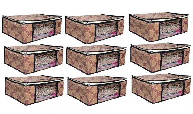 Storage Bags for Clothes (Beige, Pack of 9)