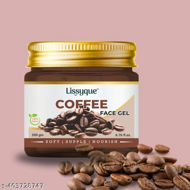  Lissyque Coffee Gel, Face And Hair, Ideal For Acne Scars, Dark Circles, Moisturising, Soothing, Multipurpose Gel - 200 gm