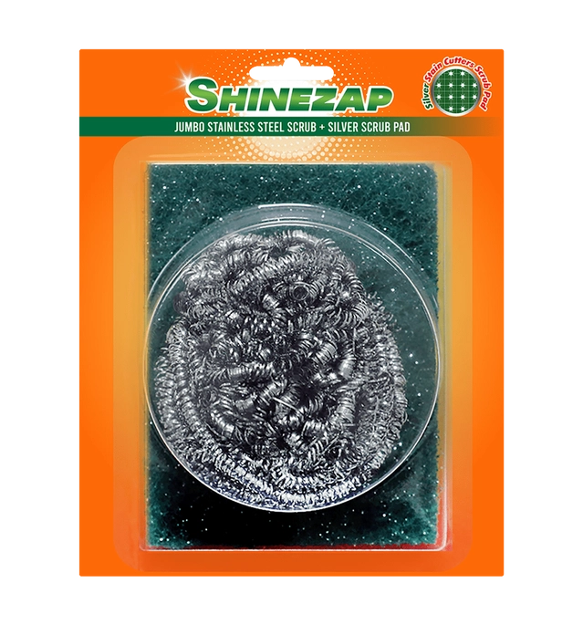 CHAKAACHAK Shinezap jumbo Steel Scrub & Silver Scrub Pad Combo