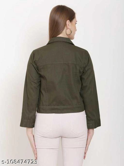 Denim Jacket for Women (Olive, S)