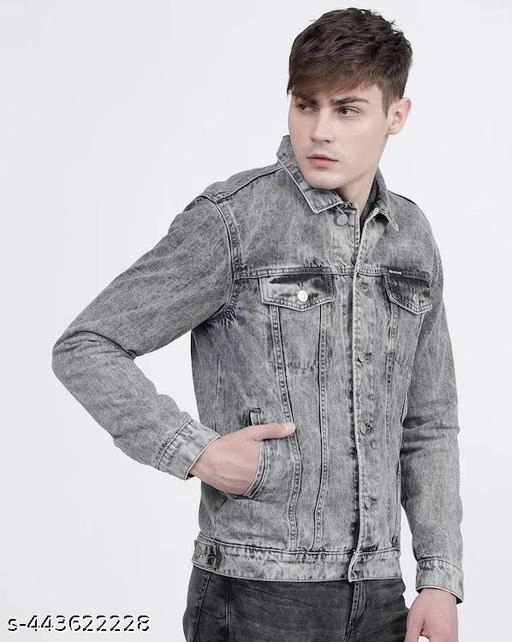 Denim Jacket for Men (Grey, M)