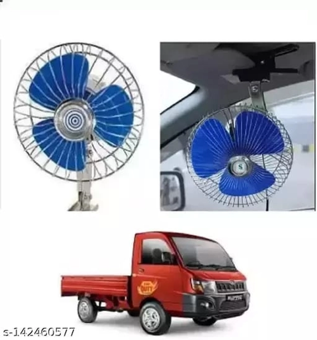 Metal 12 Volt DC Battery Mini Fan for Car & Bus (Blue, 100 W)