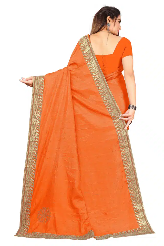 Jacquard Saree for Women (Orange, 6.1 m)