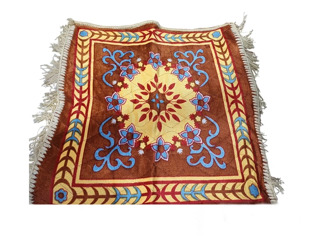 Velvet Printed Pooja Mat (Multicolor , 1.5×1.5 feet)