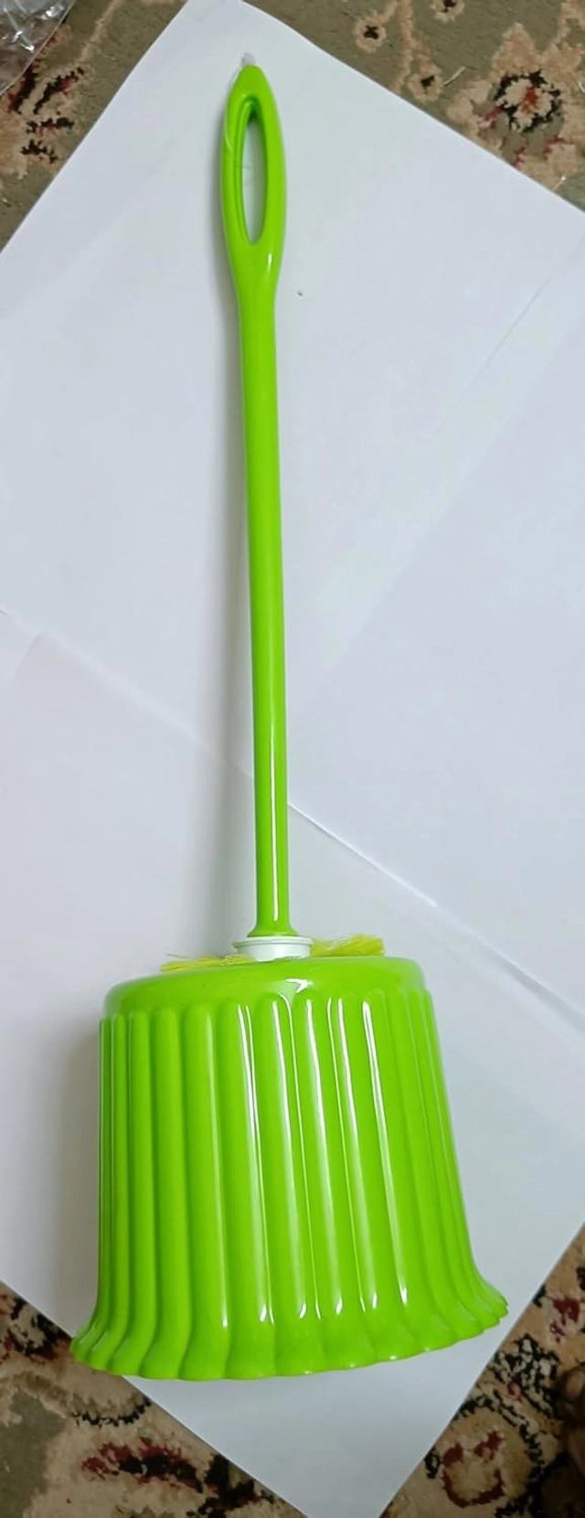 Combo of Plastic Heavy Duty Toilet Brush with Holder (Green, Set of 1)