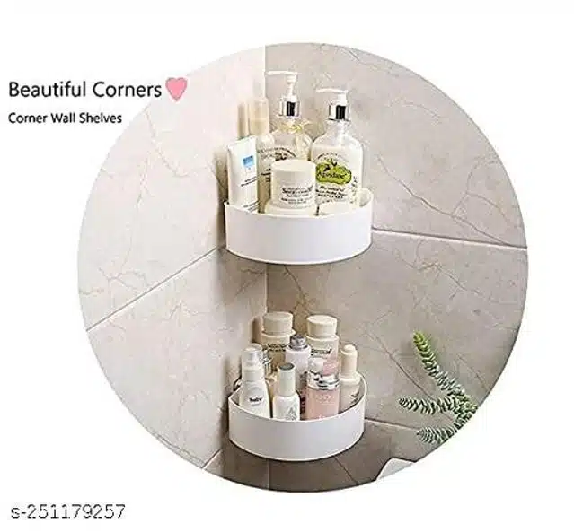 Plastic Bathroom Corner Shelves (White)