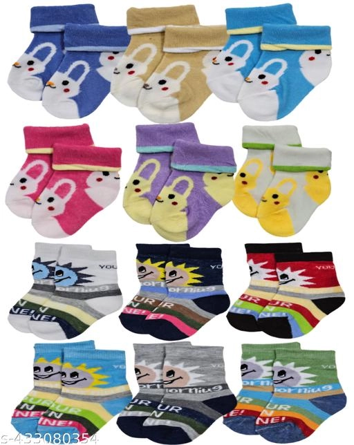 Cotton Socks for Kids (Multicolor, Pack of 6)