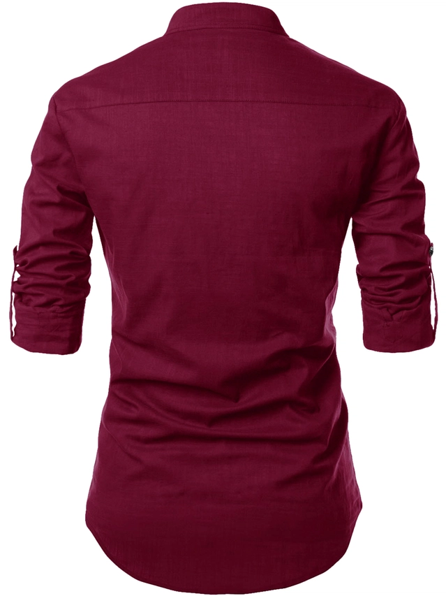 Cotton Solid Kurta for Men (Maroon, S)