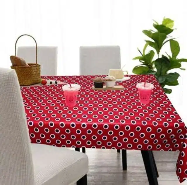 PVC Printed Table Cover (Red, 54x90 Inches)