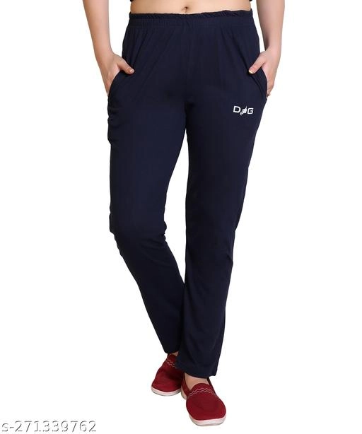 Cotton Blend Pyjama for Women (Navy Blue, M)