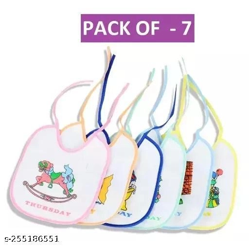 Cotton Bibs for Baby (Multicolor, 0-3 Months) (Pack of 7)