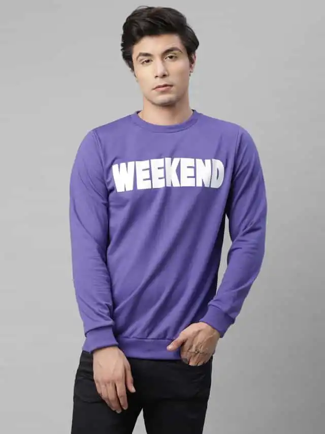 Rigo Men's Printed Terry Sweatshirt (Purple, L)