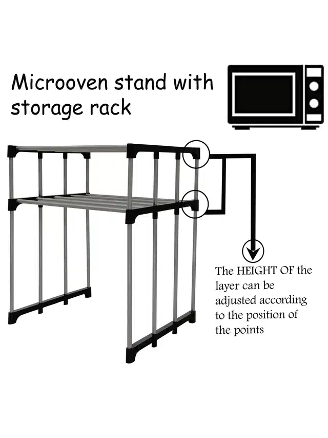 Modern Collapsible Microwave Oven Stand (Black)