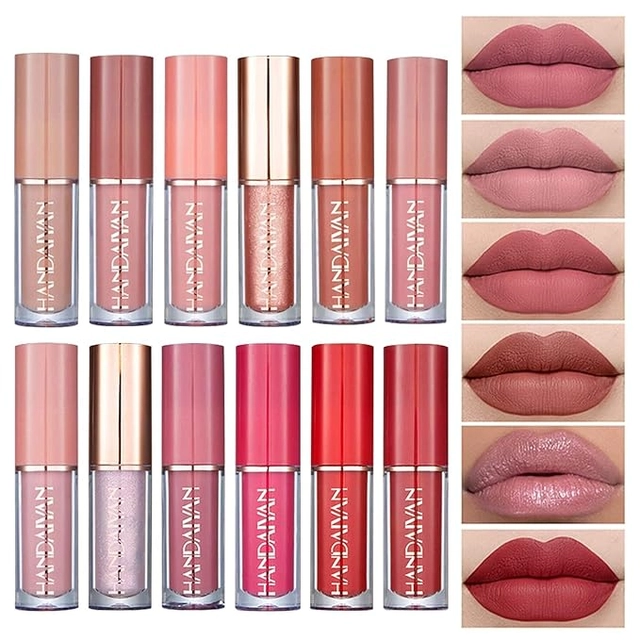 Handaiyan Liquid Matte Long Lasting Waterproof Lipsticks (Multicolor, Pack of 12)