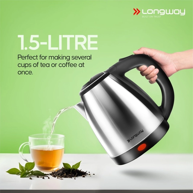 Longway Kestro 1500 W with Stainless Steel Body for Boiling Electric Kettle  (1.5 L)