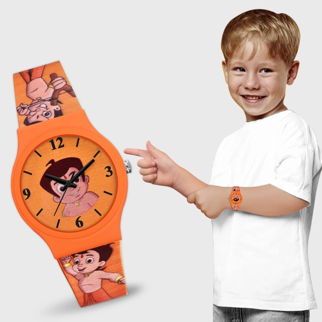 LORETTA Silicone Straps Analog Watch for Kids (Orange)