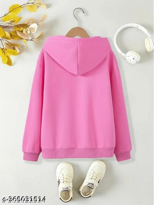 Cotton Blend Sweatshirt for Girls (Pink, 2-3 Years)