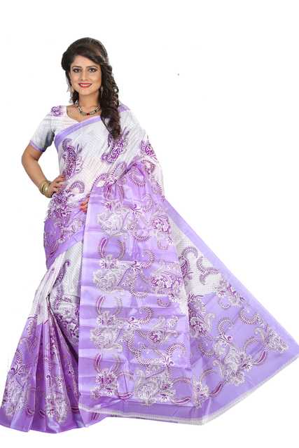 New Ethnic Taffeta Silk Saree For Women (Purple) (V29)