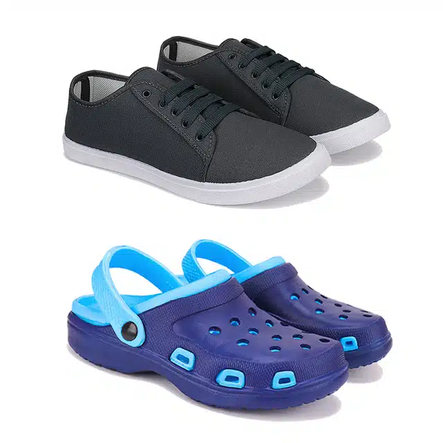 Combo of Sneakers and Clogs for Men (Pack of 2) (Multicolor, 9)