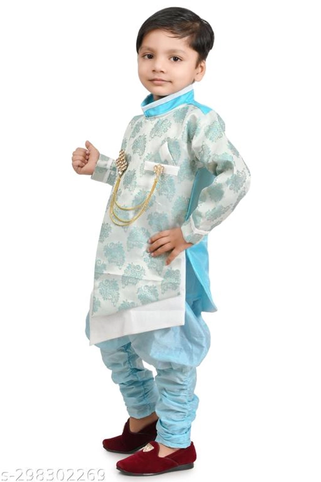 Cotton Blend Sherwani for Boys (Sky Blue, 3-4 Years)