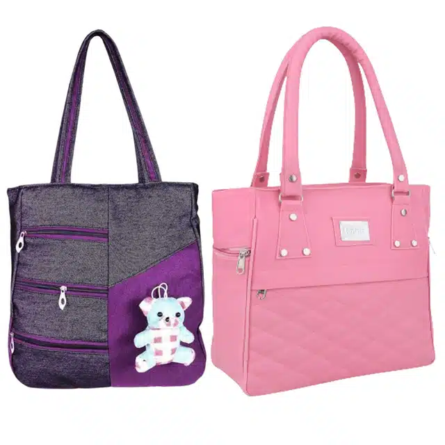 Handbags for Women (Purple & Pink, Pack of 2)