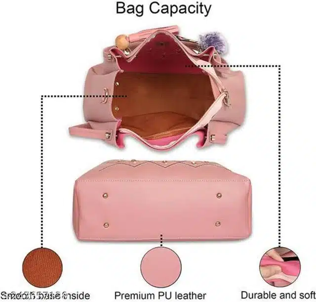 Handbags Set for Women (Pink, Pack of 3)